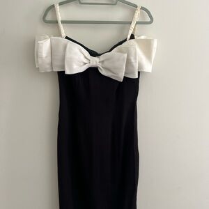 Vintage Jessica Howard Black Dress with White Bows- Iconic BH 90210 prom dress